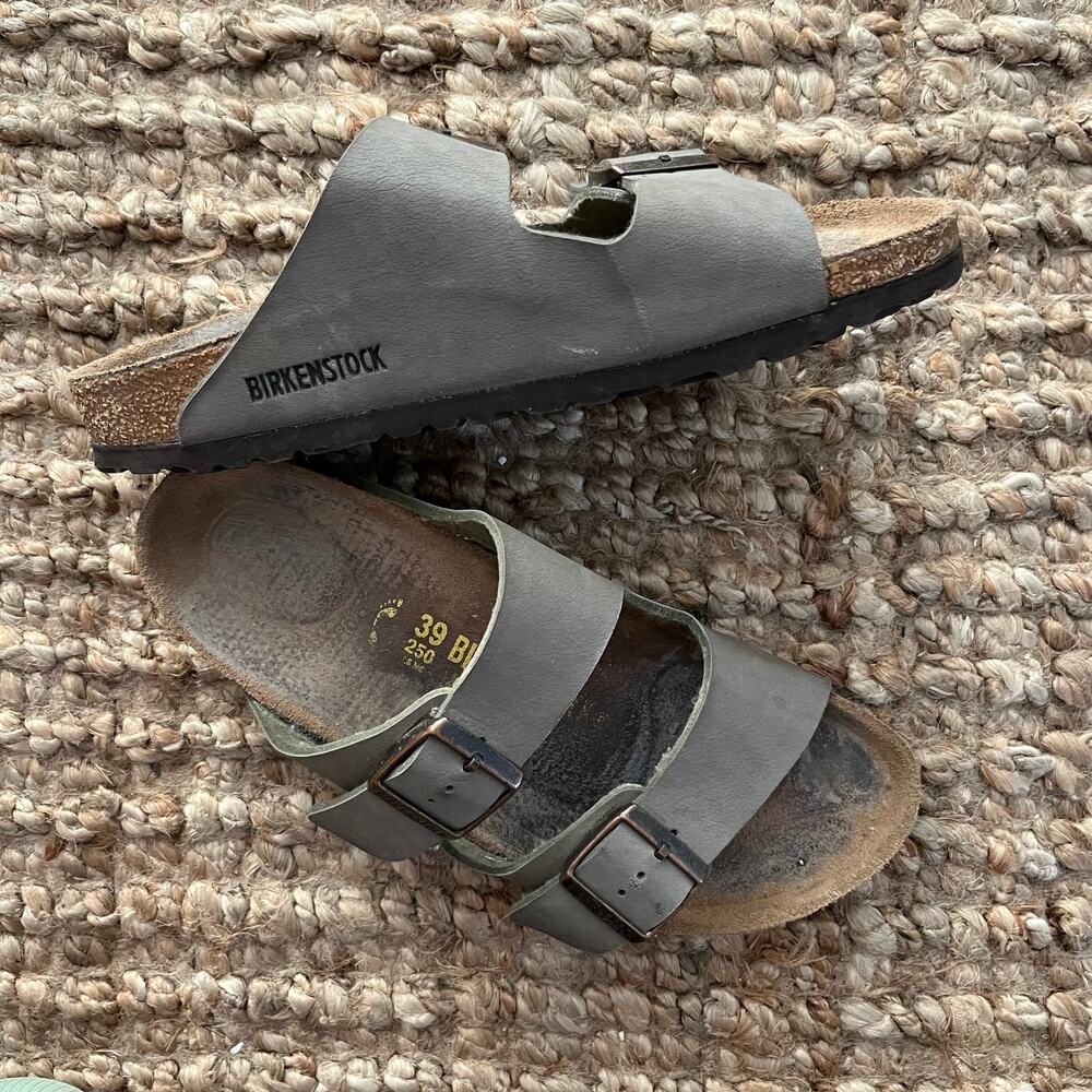 Birkenstock Arizona Birkibuc Stone Sandals Size 39 Narrow Women 8-8.5 Gray